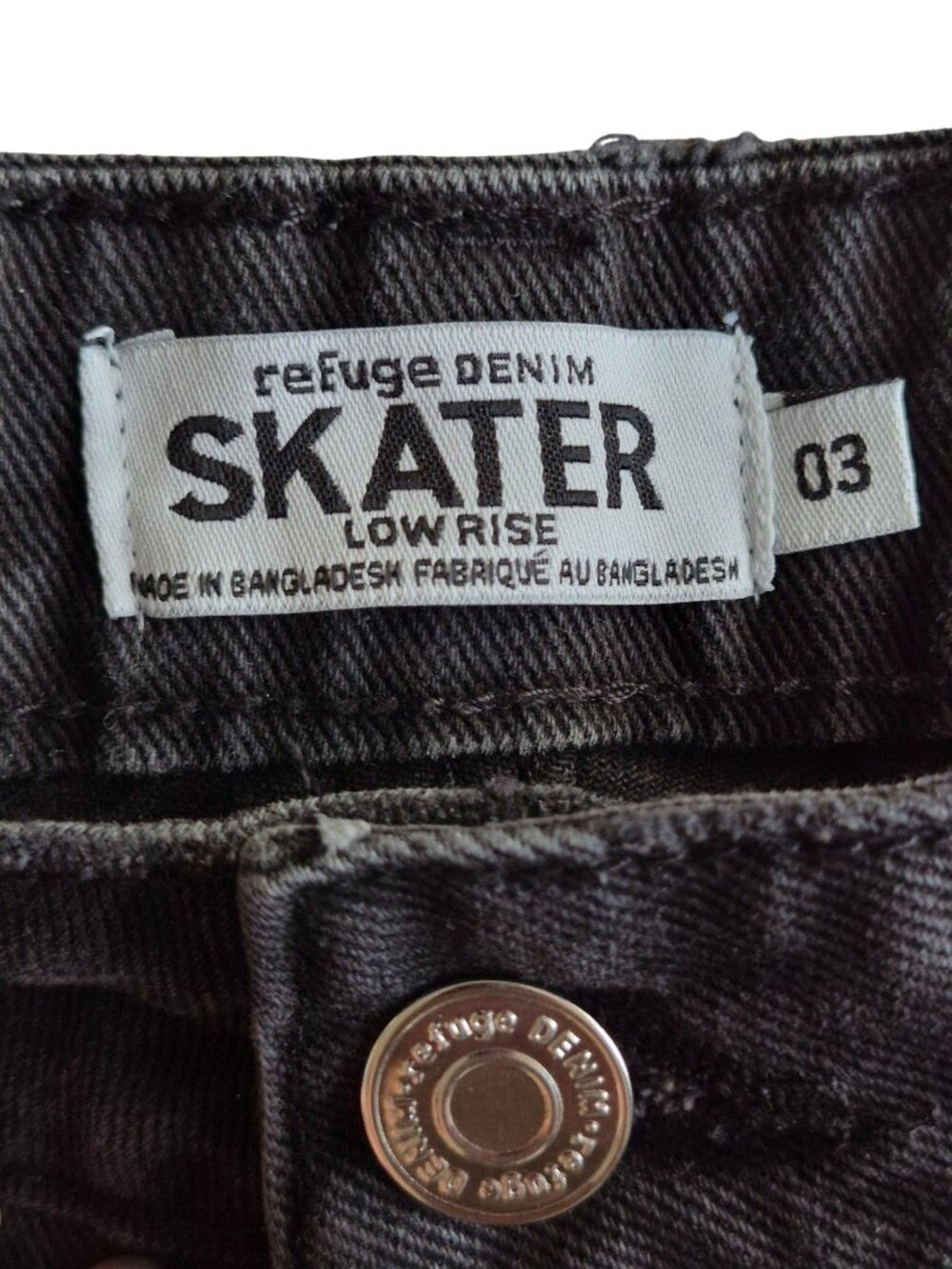 Refuge Denim Skater Y2K Wide leg Distressed Black Jeans Streetwear Size 03 - Picture 7 of 14